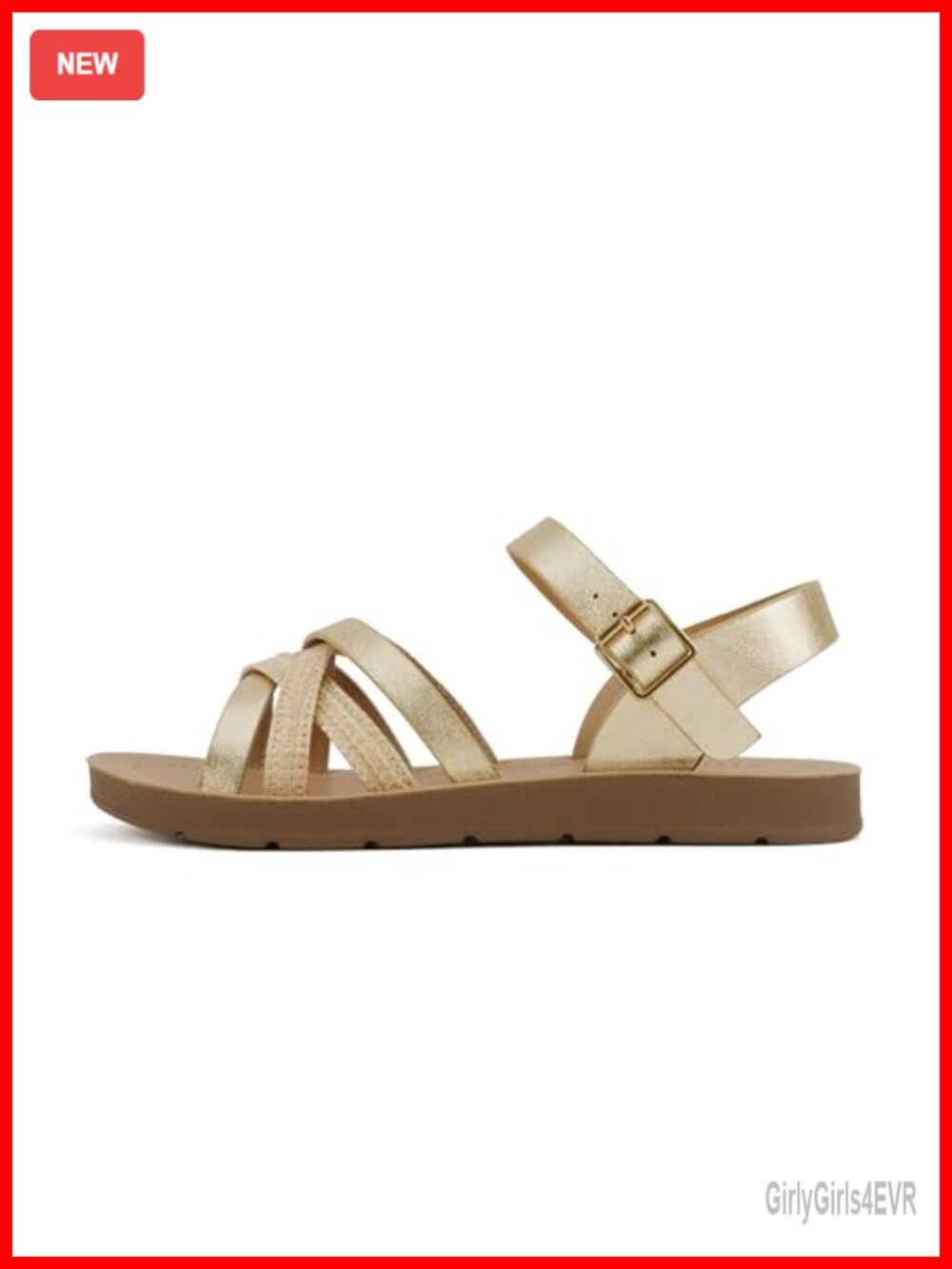 Women Multi-Strap Flat Sandals with Adjustable Ankle Buckle